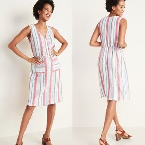Old Navy Linen Blend Button Front Dress